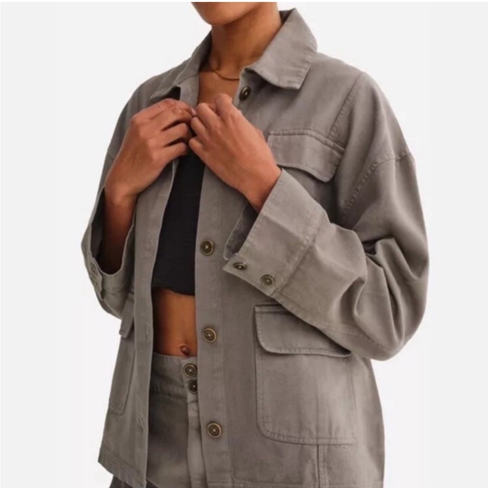 Mate the Label women’s 100% cotton organic canvas chore jacket color stone M/L